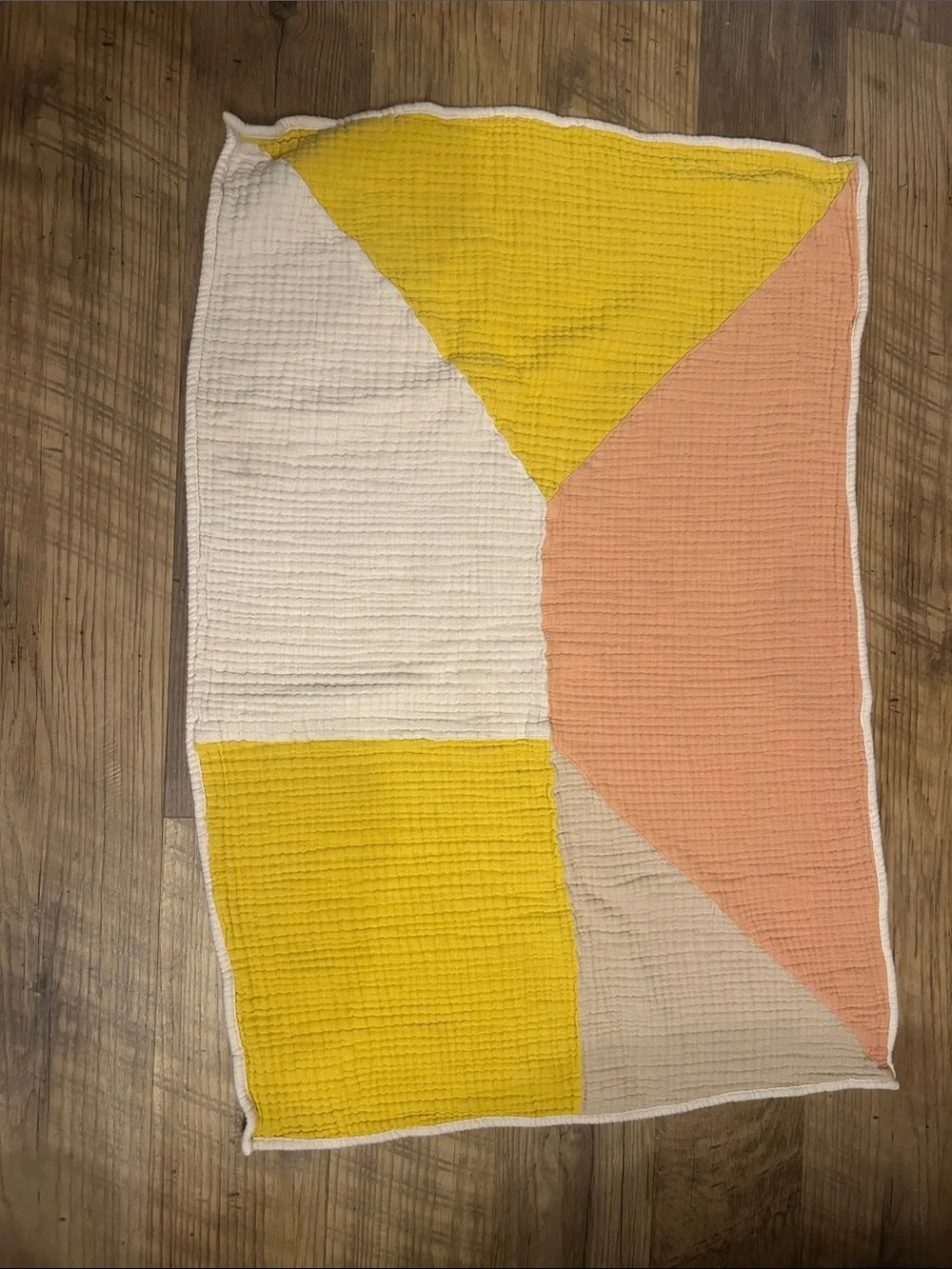 Vintage Color block crate & kids gauze blanket 36” x 24.5”